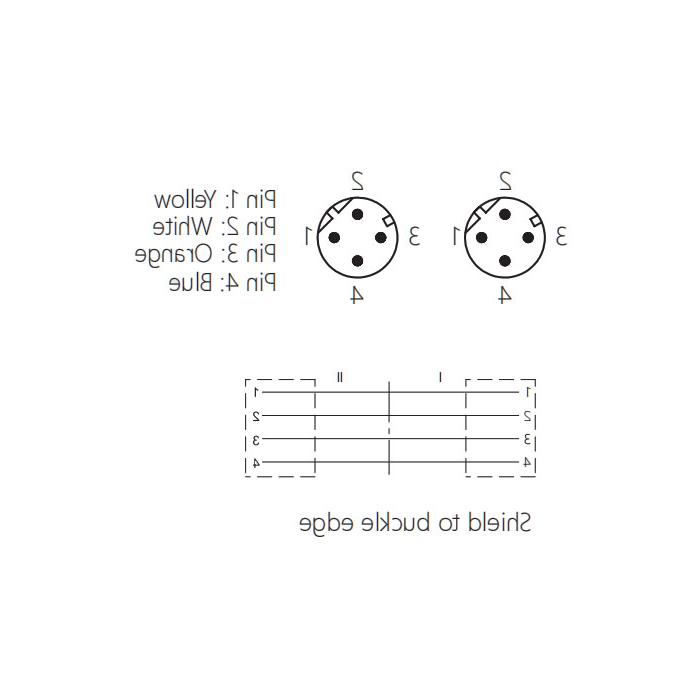 M12 4Pin male/male、D-coded、Double ended pre cast PVC shield non flexible cable、EtherCat network cable、Green sheath、0C3141-xxx